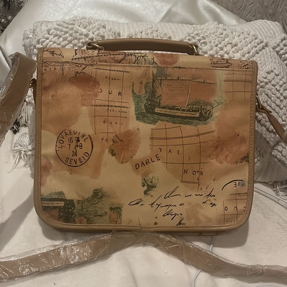 $448 Marchino Leather Vintage Map Shoulder bag and Briefcase  NWOT - Picture 7 of 7